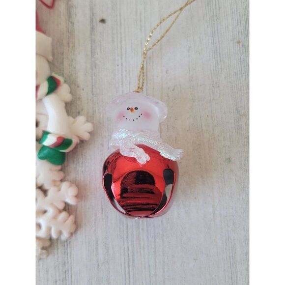 Snowman snowflake glitter Bell ornament Xmas set Lantern - Picture 3 of 8
